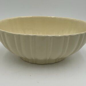 Vtg Ivory Haeger Pottery Planter Oval Shaped Ribbed Bowl USA